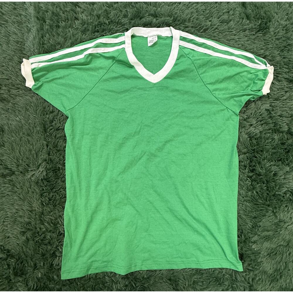 Vintage Augusta Sportswear Men's XL Green White Ringer V-Neck T-Shirt Raglan